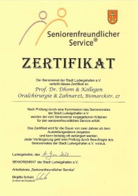 Seriorenfreundlicher Service Zertifikat Bismarckstraße